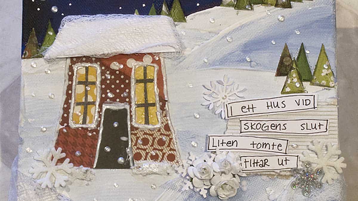 Två jultavlor i mixed media