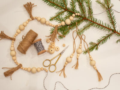Craft with wooden beads and thread